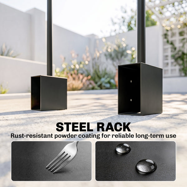 DIY Firewood Rack with Customisable Width, Heavy Duty Steel Log Store Indoors, Outdoor Log Storage Bracket Holder, Black
