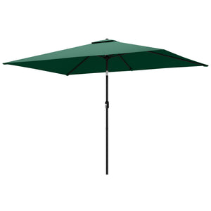 3x2m Garden Parasol, Parasol Umbrella with Crank Handle, Tilt Function, Polyester Canopy, Outdoor Table Umbrella for Patio, Garden, Green