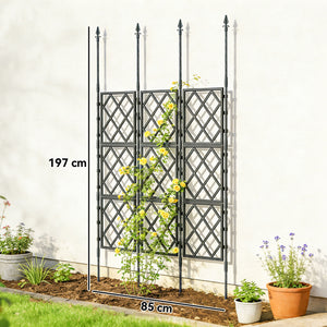Foldable Garden Trellis, Lattice Climbing Support Trellis for Garden, DIY Assembly for Vines, Vegetables, Flowers, Fruits, 85 x 197 cm, Black