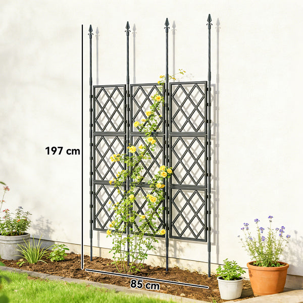 Foldable Garden Trellis, Lattice Climbing Support Trellis for Garden, DIY Assembly for Vines, Vegetables, Flowers, Fruits, 85 x 197 cm, Black