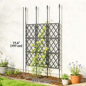 Foldable Garden Trellis, 33.5 x 77.6 Inch Lattice Climbing Support Trellis for Garden Indoor Outdoor, DIY Assembly for Vines, Vegetables, Flowers, Fruits, Black