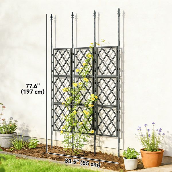 Foldable Garden Trellis, 33.5 x 77.6 Inch Lattice Climbing Support Trellis for Garden Indoor Outdoor, DIY Assembly for Vines, Vegetables, Flowers, Fruits, Black