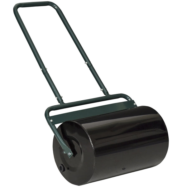 Outsunny 20-Inch Push/Tow Behind Lawn Roller Filled with 10 Gal Water or Sand, Yard Roller for Flattening Sod in the Garden, Dark Green