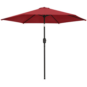 2.6 m Garden Parasol Umbrella with Aluminium Pole, Outdoor Table Market Patio Umbrella Sun Shade with Tilt and Crank, Vent, Wine Red
