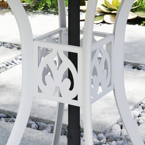 30-inch Round Patio Dining Table with Umbrella Hole Cast Aluminium Outdoor Bistro Table Only, White