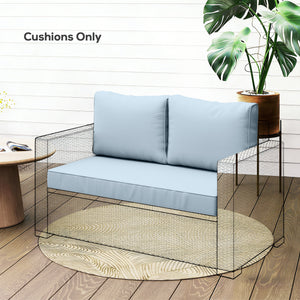 2 Seater Outdoor Seat Cushions with Backrest, Loveseat Double Sofa Outdoor Furniture Cushions, Fade-Resistant Replacement Patio Cushions for Indoor and Outdoor, Light Blue