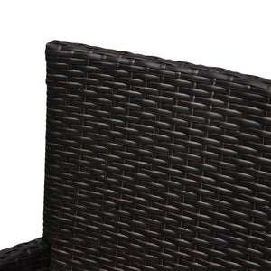 2 Pieces Outdoor PE Rattan Dining Chairs Set with Cushion, Garden Armchair with Armrests, High Backrest, Metal Frame Patio Wicker Furniture, Coffee