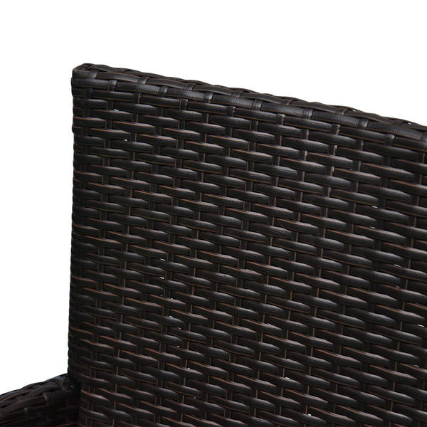 2 Pieces Outdoor PE Rattan Dining Chairs Set with Cushion, Garden Armchair with Armrests, High Backrest, Metal Frame Patio Wicker Furniture, Coffee