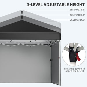 Outsunny 10' x 10' Pop Up Canopy Tent with 3 Sidewalls, Leg Weight Bags and Carry Bag, Height Adjustable, Instant Party Tent Event Shelter Gazebo for Garden, Patio, Black