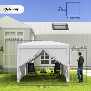 10'x10' Outdoor Pop Up Party Tent Gazebo Canopy with Carrying Bag (White)