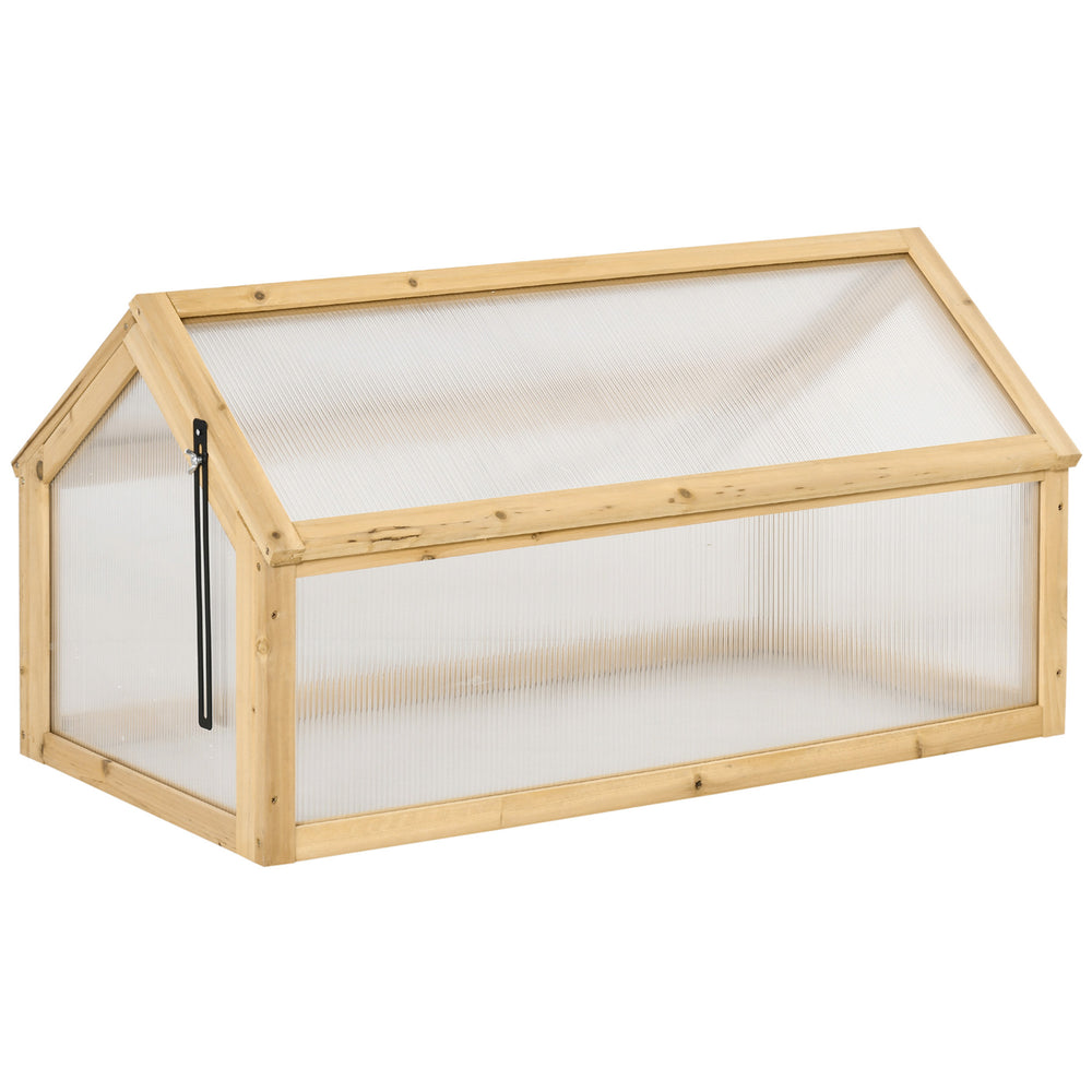 Wooden Cold Frame Greenhouse Garden Portable Raised Planter with Openable Top for Indoor, Outdoor, Flowers, Vegetables, Plants, 35.5" x 20.5" x 19.5", Light Brown
