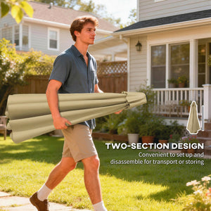 10 ft Patio Umbrella with Push Button Tilt and Crank, Outdoor Market Table Umbrella Parasol with Vent, 8 Ribs for Garden, Deck, Pool, Khaki