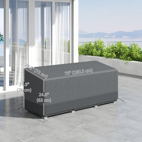 Patio Furniture Covers Waterproof for 3 Seater Sofa Bistro Set, 600D Heavy Duty Oxford Outdoor Patio Cover, UV-Resistant Sectional Couch Cover, 75" x 28.3" x 29.9", Grey