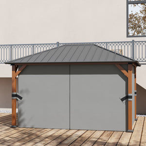 13' x 10' Hardtop Gazebo with Netting Sidewalls and Curtains, Galvanized Steel Outdoor Gazebo Canopy with Aluminum Frame for Garden, Patio, Lawns, Parties