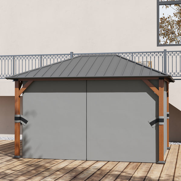 13' x 10' Hardtop Gazebo with Netting Sidewalls and Curtains, Galvanized Steel Outdoor Gazebo Canopy with Aluminum Frame for Garden, Patio, Lawns, Parties