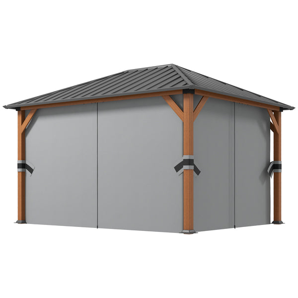 13' x 10' Hardtop Gazebo with Netting Sidewalls and Curtains, Galvanized Steel Outdoor Gazebo Canopy with Aluminum Frame for Garden, Patio, Lawns, Parties