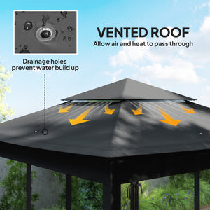 3 x 3(m) Pop Up Gazebo, Double-roof Garden Tent with Netting and Carry Bag, Party Event Shelter for Outdoor Patio, Black