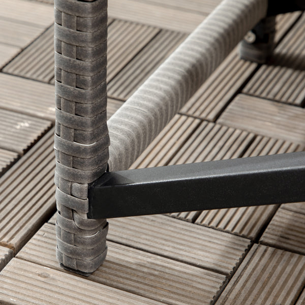 Patio Wicker End Table, Outdoor PE Rattan Side Table, with Plastic Board Under the Full Woven Table Top for Patio, Garden, Balcony, Mixed Gray