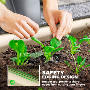 5' x 2' x 1' Galvanized Raised Garden Bed Kit, Outdoor Metal Elevated Planter Box with Safety Edging, Easy DIY Stock Tank for Growing Flowers, Herbs & Vegetables, Cream