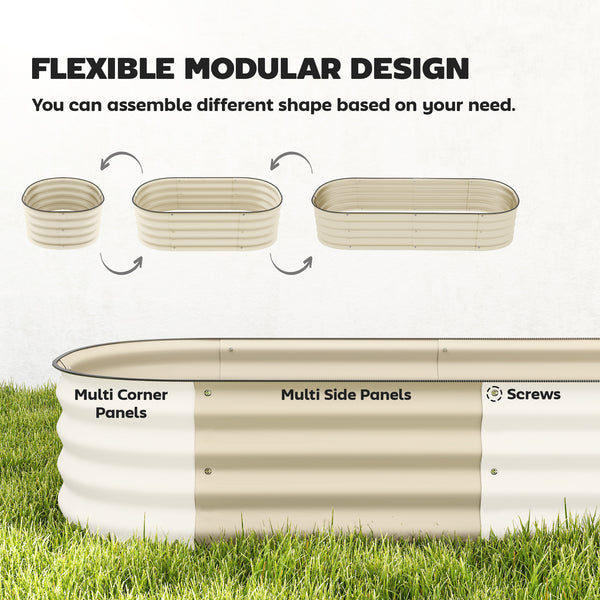 5' x 2' x 1' Galvanized Raised Garden Bed Kit, Outdoor Metal Elevated Planter Box with Safety Edging, Easy DIY Stock Tank for Growing Flowers, Herbs & Vegetables, Cream