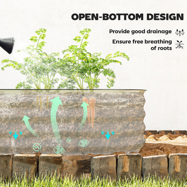 5' x 2' x 1' Galvanized Raised Garden Bed Kit, Outdoor Metal Elevated Planter Box with Safety Edging, Easy DIY Stock Tank for Growing Flowers, Herbs & Vegetables, Cream