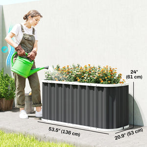 Galvanized Raised Garden Bed, 5' x 2' x 2' Deep Rot Planter Box with Gloves and Plant Labels, Metal Outdoor Garden Bed for Flowers, Herbs and Vegetables, Dark Grey