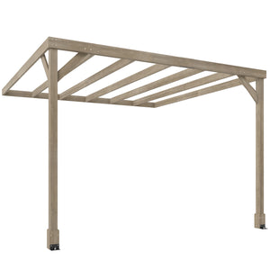 3 x 3 m Lean-To Wooden Pergola Kit, Decorative Garden Gazebo with Stable Structure and Concrete Anchors, Grape Trellis for Climbing Vines, Flowers, Garden Patio, Light Brown