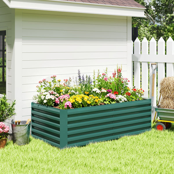 Galvanized Raised Garden Bed, 6' x 3' x 2' Outdoor Metal Planter Box, Standing Raised Bed for Growing Flowers, Herbs and Vegetables, Dark Green