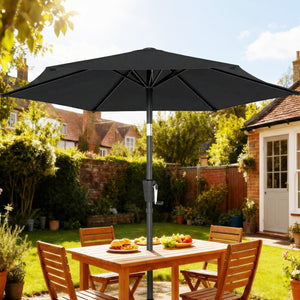 2m Garden Parasol Umbrella, Outdoor Table Parasol Umbrella with Crank Handle, Tilt Function, UV30+ Protection, Sun Shade Canopy for Patio, Beach, Black