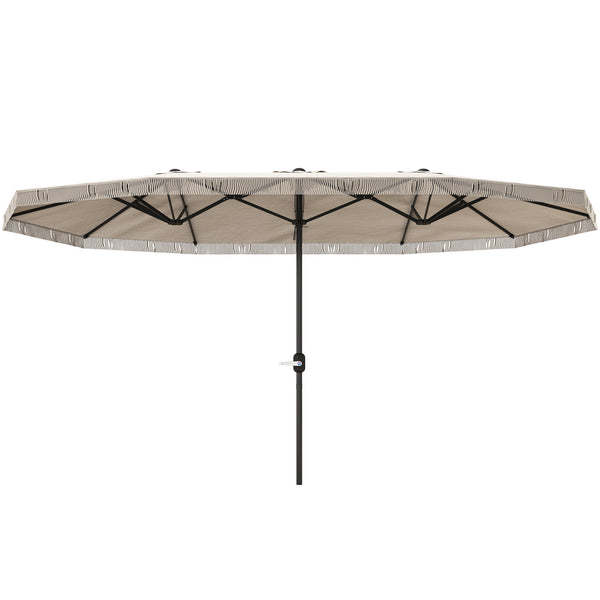 Outsunny 15ft Extra Large Patio Umbrella with Fringe, UPF30+ Double-sided Market Umbrella with Easy Crank Handle, 2 Vents for Garden Pool Lawn, Cream White