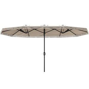 Outsunny 15ft Extra Large Patio Umbrella with Fringe, UPF30+ Double-sided Market Umbrella with Easy Crank Handle, 2 Vents for Garden Pool Lawn, Cream White