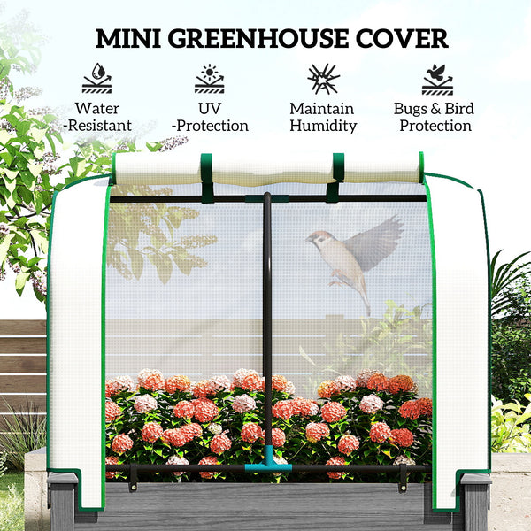 Raised Garden Bed with PE Greenhouse Cover Outdoor Elevated Wood Planter Box for Herbs and Vegetables, Use for Patio, Backyard, Balcony, 35 x 22 x 47 inch, Dark Gray