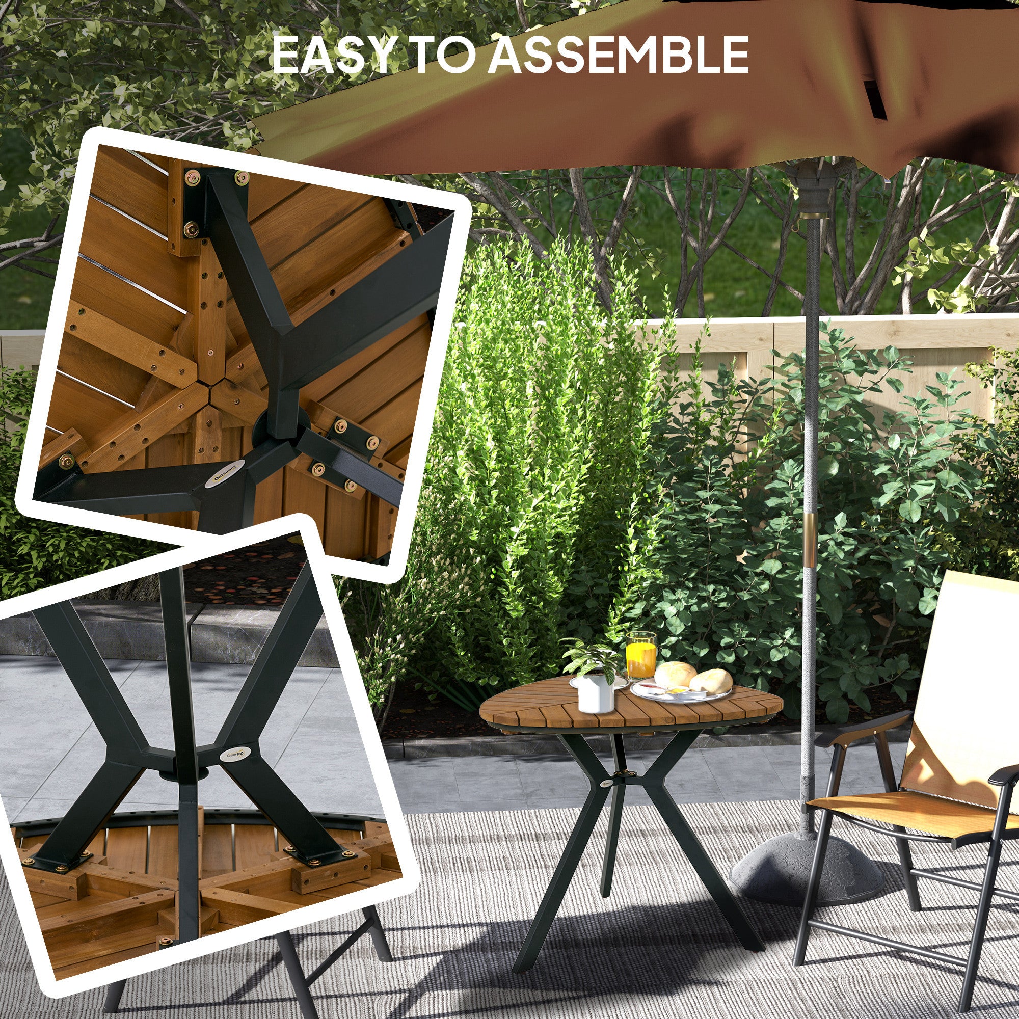 Outsunnny Triangular Leaf Patio Table, Outdoor Dining Table with