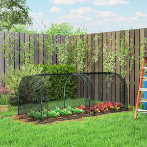 8' x 3' Crop Cage, Plant Protection Tent, with Two Zippered Doors and 4 Ground Stakes, for Garden, Yard, Lawn, Black