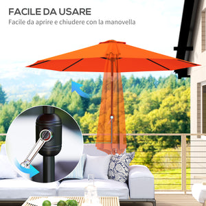 10' x 8' Round Market Umbrella, Patio Umbrella with Crank Handle and Tilt, Outdoor Parasol for Garden, Bench, Lawn, Orange
