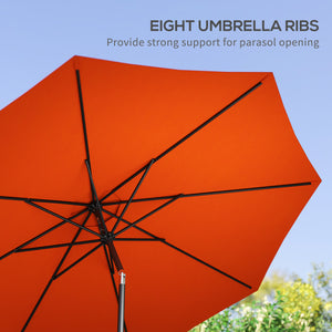 10' x 8' Round Market Umbrella, Patio Umbrella with Crank Handle and Tilt, Outdoor Parasol for Garden, Bench, Lawn, Orange