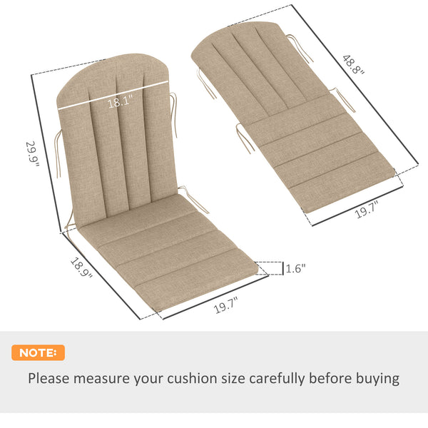 Adirondack Chair Cushion Set of 4, Outdoor Chair Cushions with Ties, 25D High-Density Foam, High Back Patio Chair Cushions, Fade Resistant for Patio Furniture, 49" x 20" x 2", Beige