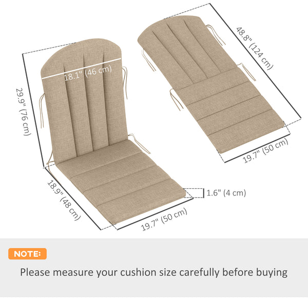 Adirondack Chair Cushion Set of 4, Outdoor Chair Cushions, High Back Patio Chair Cushions with Ties, Non-Slip Replacement Seat Cushion for Patio Furniture, Beige
