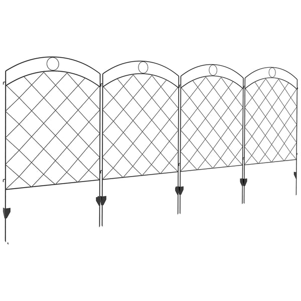 Outsunny Garden Fence, 4 Pack Steel Fence Panels, 11.5' L x 43" H, Rust-Resistant Animal Barrier Decorative Border Flower Edging for Yard, Landscape, Patio, Outdoor Decor, Curved Rings