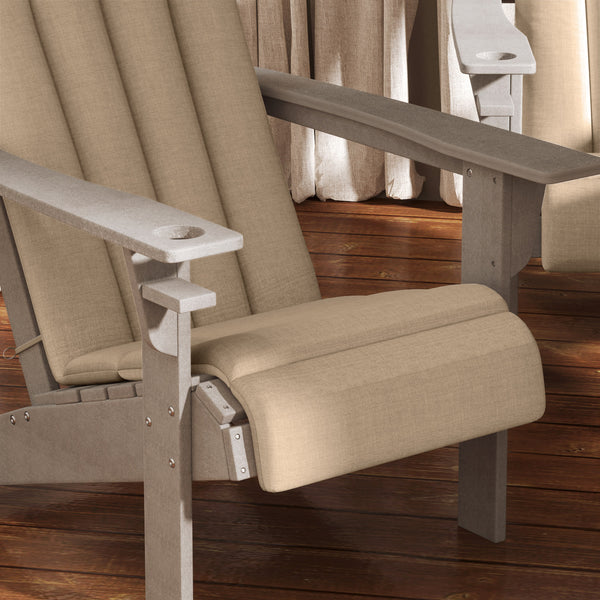 Adirondack Chair Cushion Set of 4, Outdoor Chair Cushions, High Back Patio Chair Cushions with Ties, Non-Slip Replacement Seat Cushion for Patio Furniture, Beige