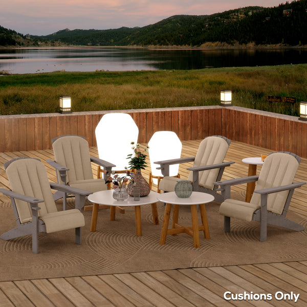 Adirondack Chair Cushion Set of 4, Outdoor Chair Cushions with Ties, 25D High-Density Foam, High Back Patio Chair Cushions, Fade Resistant for Patio Furniture, 49" x 20" x 2", Beige