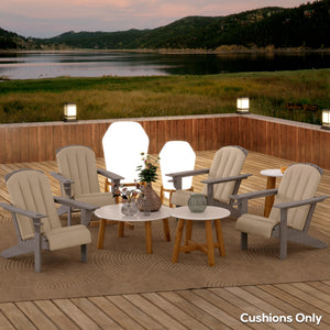 Adirondack Chair Cushion Set of 4, Outdoor Chair Cushions, High Back Patio Chair Cushions with Ties, Non-Slip Replacement Seat Cushion for Patio Furniture, Beige