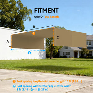 2 Pcs 16 x 4ft Pergola Canopy Replacement, UV Protection Pergola Shade Cover, Easy to Install, for 10 x 10ft Pergola, Cover ONLY, Sand