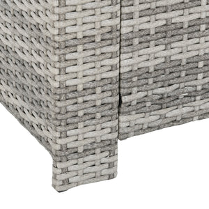 6 Pieces Wicker Patio Furniture Set with Cushions, Rattan Outdoor Furniture Set with 3 Seater Sofa, Armchairs, Footstools and Dining Table for Backyard Pool, Light Grey