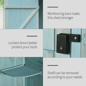 30" x 21" x 71" Garden Storage Shed, Outdoor Storage Shed with 3 Tier Shelves, Workshop Yard Tool Utility Storage House Water-resistant All-weather Cover Spire Roof, Blue