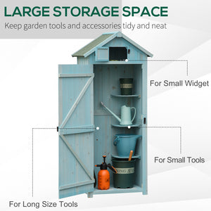 30" x 21" x 71" Garden Storage Shed, Outdoor Storage Shed with 3 Tier Shelves, Workshop Yard Tool Utility Storage House Water-resistant All-weather Cover Spire Roof, Blue