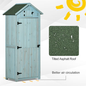 30" x 21" x 71" Garden Storage Shed, Outdoor Storage Shed with 3 Tier Shelves, Workshop Yard Tool Utility Storage House Water-resistant All-weather Cover Spire Roof, Blue