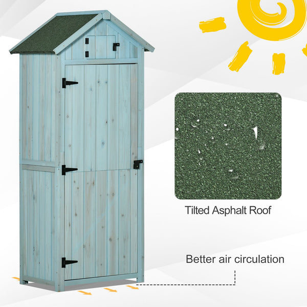 30" x 21" x 71" Garden Storage Shed, Outdoor Storage Shed with 3 Tier Shelves, Workshop Yard Tool Utility Storage House Water-resistant All-weather Cover Spire Roof, Blue
