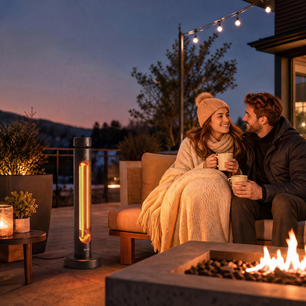 2000 W Electric Infrared Patio Heater, Free Standing Oscillating Outdoor Garden Heater with Knob/Remote Control, 8 Heat Settings, 8H Timer, IP45, Tip-over Protection, Black