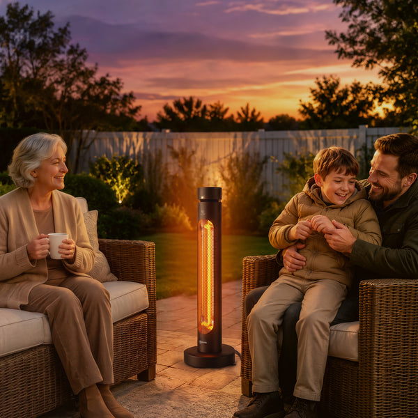 2000 W Electric Infrared Patio Heater, Free Standing Oscillating Outdoor Garden Heater with Knob/Remote Control, 8 Heat Settings, 8H Timer, IP45, Tip-over Protection, Black